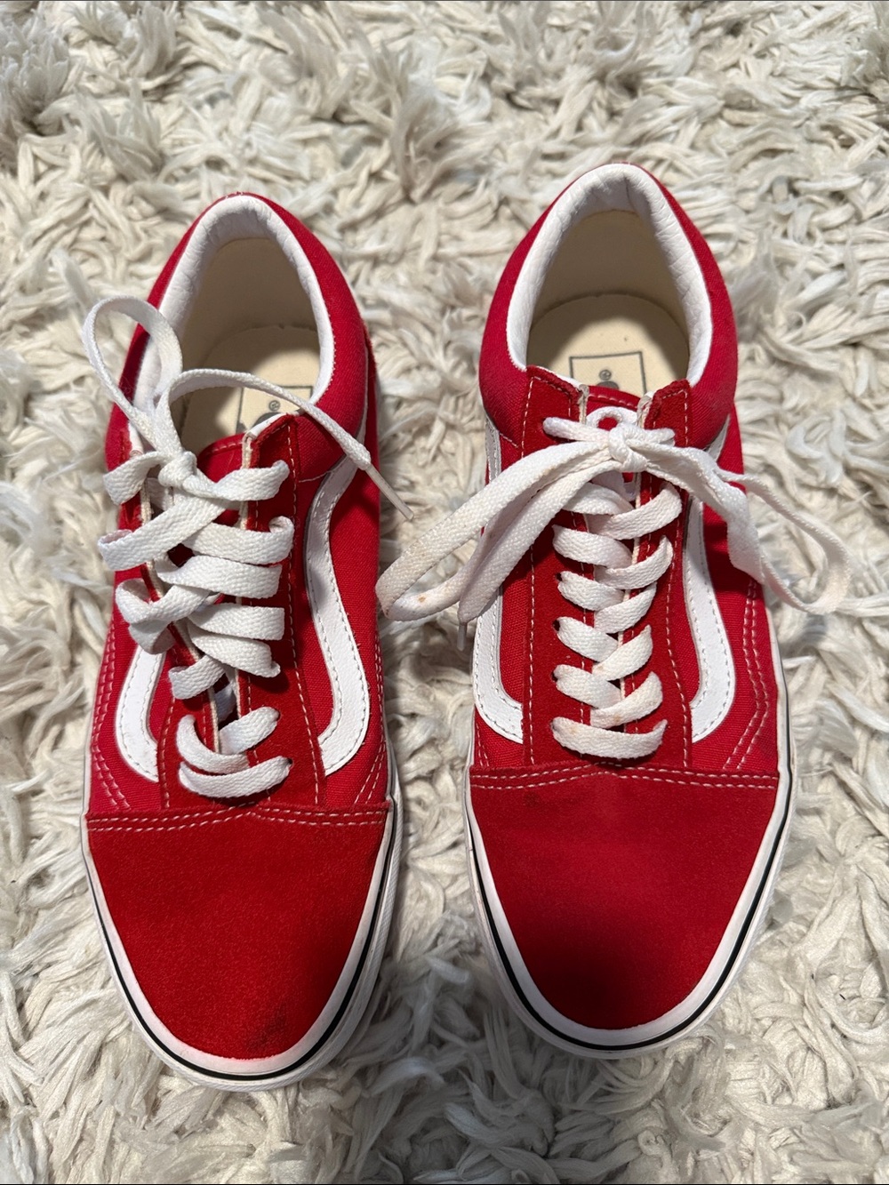 Vans Red and White Low-Top Canvas Sneaker